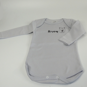 body gris manches longues  0-3 mois motif ourson 100% coton body gris manches longues  0-3 mois motif ourson 100% coton
