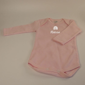 body rose manches longues  0-3 mois 100% coton body rose