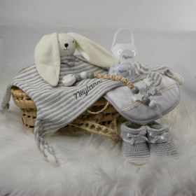 Coffret naissance doudou Lapin câlin Complet personnalisé coffret doudou lapin câlin complet personnalisé