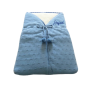 gigoteuse bébé en tricot couleur bleu avec ponpons