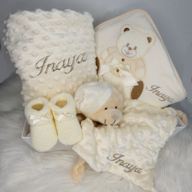 Panier naissance douceur Petit ours personnalisé panier naissance petit ours beige