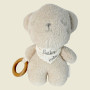 peluche ourson teddy beige avec anneau de dentition