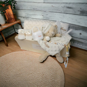 Panier Naissance doudou petit Ours personnalisé Coffret de Naissance Personnalisé Ours Avec Accessoires