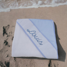 Cape de bain capuche petits points personnalisée Cape de bain à pois personnalisée pour bébé - Chaussons et Petits Pas