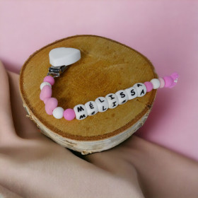 Attache Tétine Personnalisée Coeur Blanc