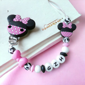 Attache Tétine Personnalisée Souris rose