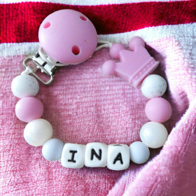 Attache Tétine Personnalisée Couronne rose