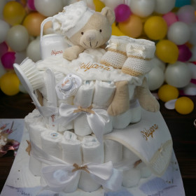 Gâteau de couches petit ours beige personnalisé Gateau de couches petit ours beige personnalisé