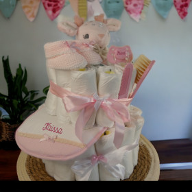 Gâteau de couches Accessoires roses personnalisés Gâteau de couches Accessoires roses personnalisés