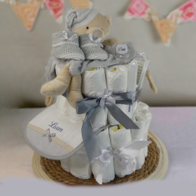 Gâteau de couches Accessoires gris personnalisés Gâteau de couches Accessoires gris personnalisés