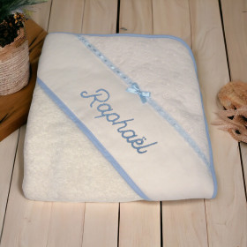 Cape de bain broderie anglaise personnalisée cape de bain petit noeud bleu