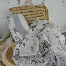 Lot de 3 Langes pour bébés motifs Lions Gris-