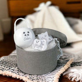 Coffret Tétine Panda et Attache Tétine Personnalisés