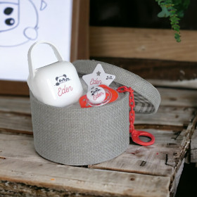 Coffret Tétine Panda et Attache Tétine Personnalisés