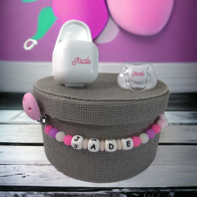 Coffret Tétine et Attache Tétine Silicone Personnalisés Fluorescents