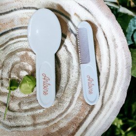 Set brosse et peigne  blanc personnalisé set brosse et peigne blanc