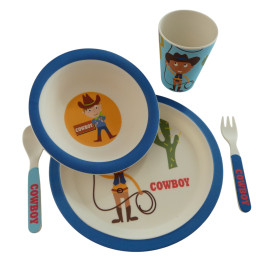 Set Repas Cow boy en mélamine set cowboy