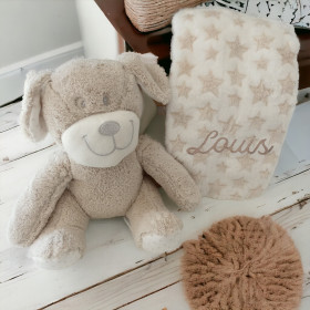 Peluche toutou et son Plaid personnalisé