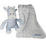 peluche girafe et plaid bleu