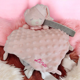 Doudou plat petit ours rose  personnalisé doudou petit ours rose