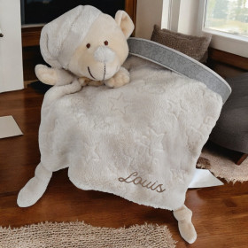 Doudou plat petit ours beige  personnalisé doudou petit ours beige