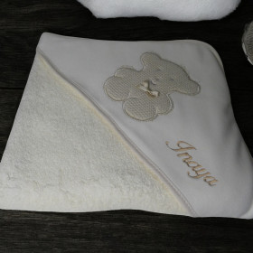 Cape de bain capuche petit ours personnalisée cape de bain petit ours gris