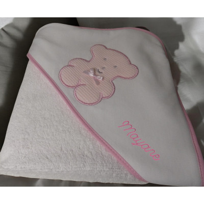 cape de bain petit ours rose