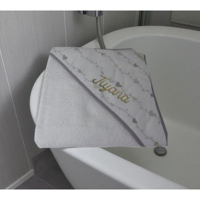 cape de bain coeurs gris