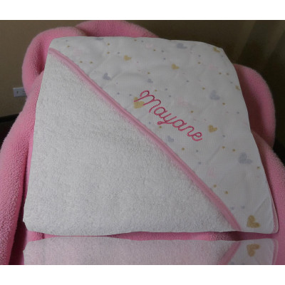 cape de bain coeurs roses