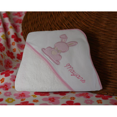 Cape de bain lapin rose